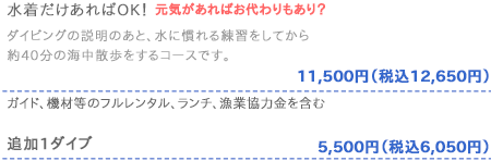 体験ダイビング料金